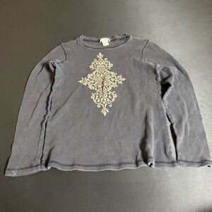 XCIT USA Gray Waffle Knit Long Sleeve Top 100% Cotton Size PL Petite Large